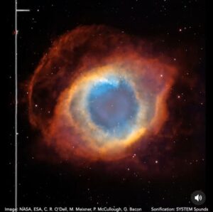 Helix planetary nebula resulting from the death of a Sun-sized star