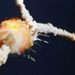 The moment of the Challenger space shuttle explosion in 1986