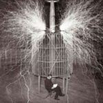 Nikola Tesla in her laboratory in Colorado Springs, Colorado 1899
