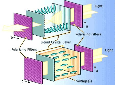 The simple structure of a pixel in an LCD display