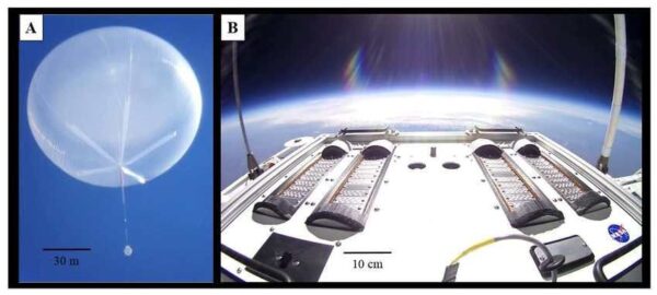 Left is a NASA research balloon. The right side of the cargo of this balloon