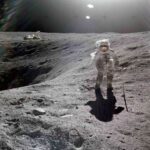 A NASA astronaut on the surface of the moon