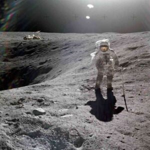 A NASA astronaut on the surface of the moon