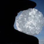 A piece of ice removed from the deep layers of a glacier in Greenland