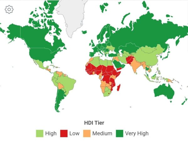 نقشه‌ی شاخص توسعه‌ی انسانی جهان مربوط به سال ۲۰۲۴